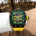 Knockoff Richard Mille Green Skeleton Watch - Richard Mille RM 61-01 with Yellow Rubber Strap